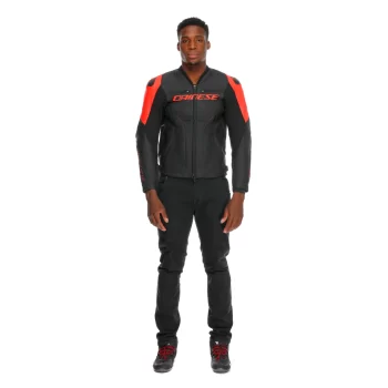 Dainese Racing 5 Leather Motorcycle Jacket – CE Level 2 Armor, Black/Red-Fluo - Image 3