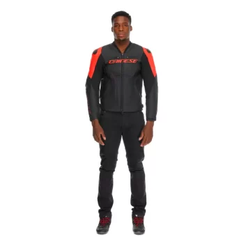 Dainese Racing 5 Leather Motorcycle Jacket – CE Armor (Black/Red) - Image 3
