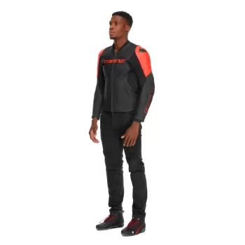 Dainese Racing 5 Leather Motorcycle Jacket – CE Level 2 Armor, Black/Red-Fluo - Image 4