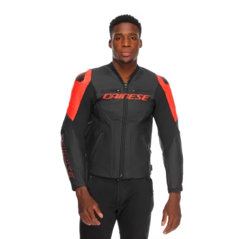 Dainese Racing 5 Leather Motorcycle Jacket – CE Level 2 Armor, Black/Red-Fluo - Image 5