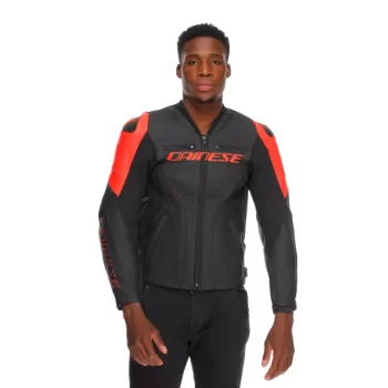 Dainese Racing 5 Leather Motorcycle Jacket – CE Armor (Black/Red) - Image 6