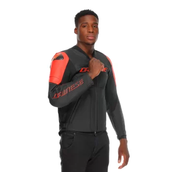 Dainese Racing 5 Leather Motorcycle Jacket – CE Level 2 Armor, Black/Red-Fluo - Image 6