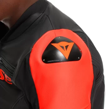 Dainese Racing 5 Leather Motorcycle Jacket – CE Level 2 Armor, Black/Red-Fluo - Image 14