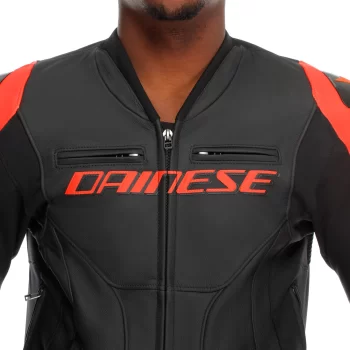 Dainese Racing 5 Leather Motorcycle Jacket – CE Level 2 Armor, Black/Red-Fluo - Image 12