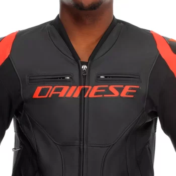 Dainese Racing 5 Leather Motorcycle Jacket – CE Armor (Black/Red) - Image 5