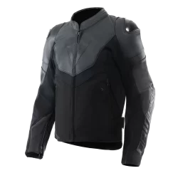 Dainese Iperattiva Leather-Tex Motorcycle Jacket – CE Level 2 Armor, Black/Black