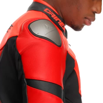 Dainese Iperattiva Leather-Tex Motorcycle Jacket – CE Level 2 Armor, Black/Red - Image 2