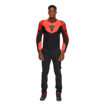 Dainese Iperattiva Leather-Tex Motorcycle Jacket – CE Level 2 Armor, Black/Red - Image 13