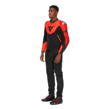 Dainese Iperattiva Leather-Tex Motorcycle Jacket – CE Level 2 Armor, Black/Red - Image 14