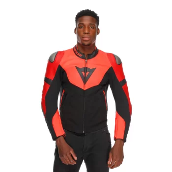 Dainese Iperattiva Leather-Tex Motorcycle Jacket – CE Level 2 Armor, Black/Red - Image 15