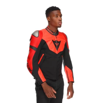 Dainese Iperattiva Leather-Tex Motorcycle Jacket – CE Level 2 Armor, Black/Red - Image 12