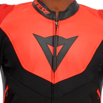 Dainese Iperattiva Leather-Tex Motorcycle Jacket – CE Level 2 Armor, Black/Red - Image 4