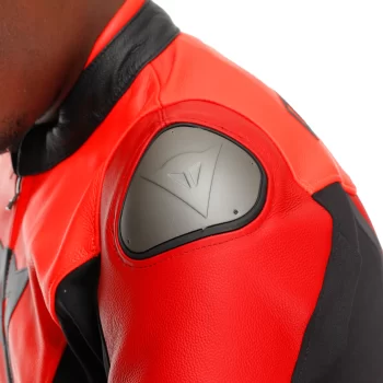 Dainese Iperattiva Leather-Tex Motorcycle Jacket – CE Level 2 Armor, Black/Red - Image 3