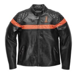 Harley‑Davidson Men’s Victory Sweep Leather Jacket – Retro Racing