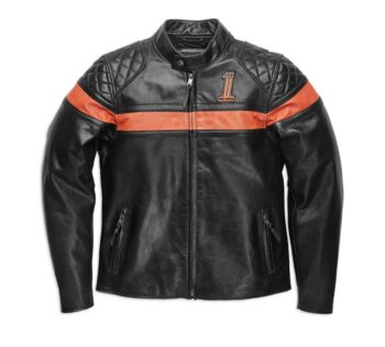 Harley‑Davidson Men’s Victory Sweep Leather Jacket – Retro Racing