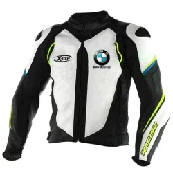 BMW White Black Motorbike Leather Racing Jacket – Premium Protection & Style