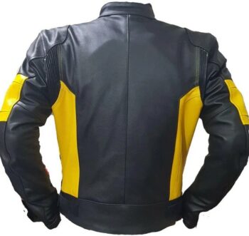 BMW Motorcycle Black and Yellow Leather Jacket – Bold & Protective Riding Gear - Image 2