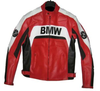 BMW Motorcycle Red Black White Racing Leather Jacket – Dynamic & Protective Gear