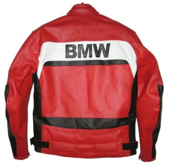 BMW Motorcycle Red Black White Racing Leather Jacket – Dynamic & Protective Gear - Image 2