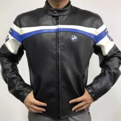 BMW Motorrad Motorcycle Black Leather Jacket – Classic & Durable Riding Gear
