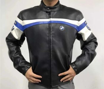 BMW Motorrad Motorcycle Black Leather Jacket – Classic & Durable Riding Gear