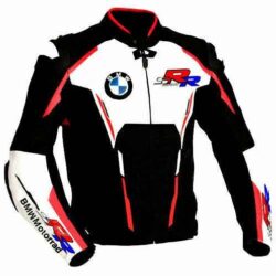 BMW Motorrad Black White Motorcycle S1000RR Leather Racing Jacket