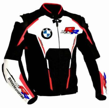 BMW Motorrad Black White Motorcycle S1000RR Leather Racing Jacket