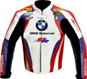 BMW Motorrad Motorcycle White and Blue Leather Jacket – Stylish & Protective Gear
