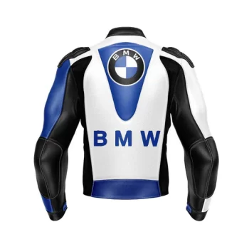 BMW White and Blue Motorcycle Racing Leather Jacket – Stylish & Protective Gear - Image 2