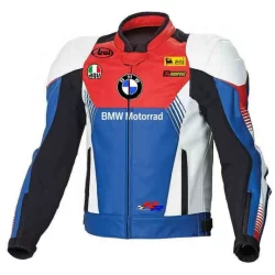 White Blue BMW Motorcycle Racing Leather Jacket – Stylish & Protective Gear