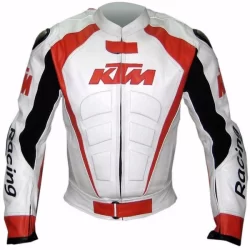 KTM Motorcycle Leather Jacket with Safety Pads – Premium Protection & Style