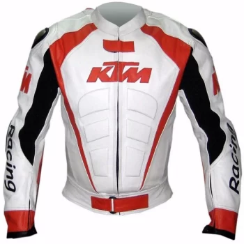 KTM Motorcycle Leather Jacket with Safety Pads – Premium Protection & Style