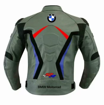 S1000RR BMW Motorrad Gray Motorcycle Racing Leather Jacket – Sleek & Durable Protection - Image 2