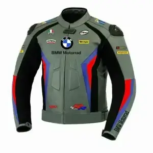 S1000RR BMW Motorrad Gray Motorcycle Racing Leather Jacket – Sleek & Durable Protection