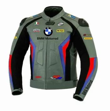 S1000RR BMW Motorrad Gray Motorcycle Racing Leather Jacket – Sleek & Durable Protection