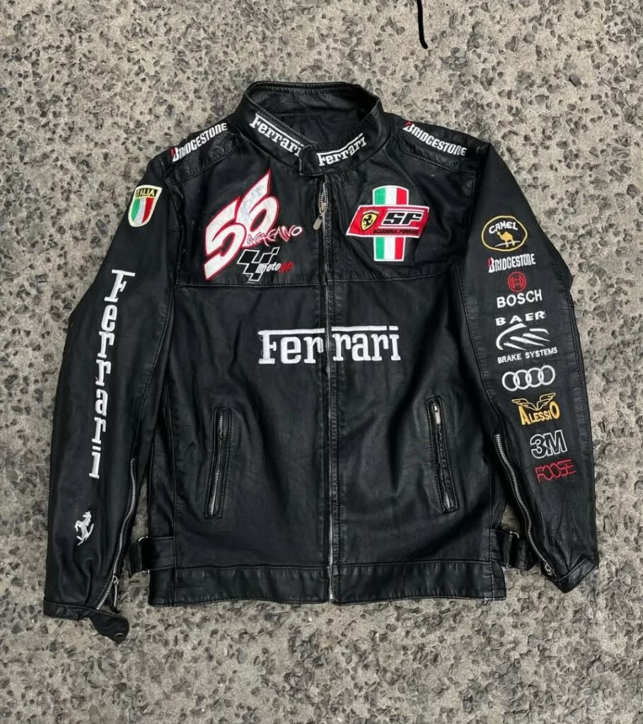 Black Ferrari Racing Leather Jacket