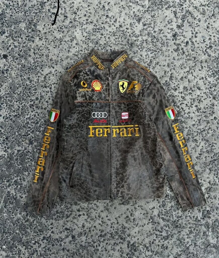 brown ferrari vintage leather jacket