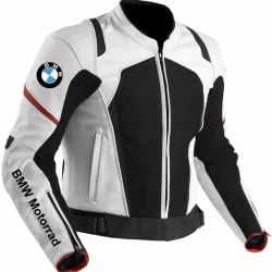 White Black BMW Motorrad Motorbike Leather Jacket – Stylish & Protective Riding Gear