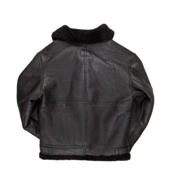 All Black B-3 Hooded Sheepskin Bomber Jacket Z203615B – Luxurious Warmth & Style - Image 5