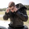 All Black B-3 Hooded Sheepskin Bomber Jacket Z203615B – Luxurious Warmth & Style - Image 4