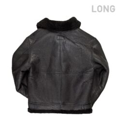 All Black B-3 Hooded Sheepskin Bomber Jacket Long Z203615BL – Extended Warmth & Classic Style