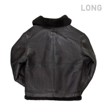 All Black B-3 Hooded Sheepskin Bomber Jacket Long Z203615BL – Extended Warmth & Classic Style