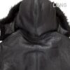 All Black B-3 Hooded Sheepskin Bomber Jacket Long Z203615BL – Extended Warmth & Classic Style - Image 3