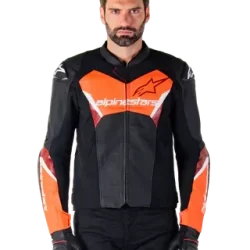 Alpinestars Faster V3 Airflow Leather Jacket – Black/Red Fluo Premium Motorcycle Gear