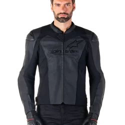 Alpinestars Faster V3 Airflow Leather Jacket – Black/Black Premium Motorcycle Gear