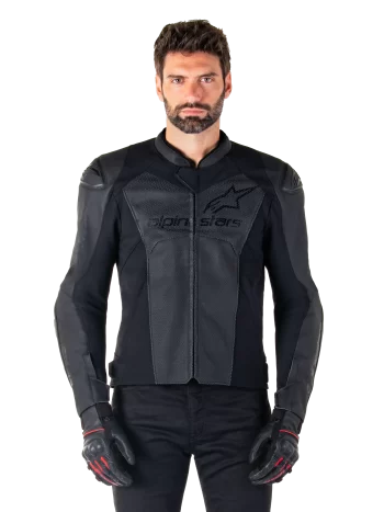 Alpinestars Faster V3 Airflow Leather Jacket – Black/Black Premium Motorcycle Gear