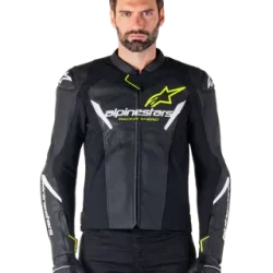 Alpinestars Faster V3 Airflow Leather Jacket – Black/White/Yellow Premium Motorcycle Gear