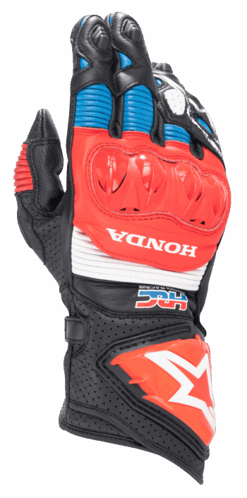 Honda GP Pro R3 Gloves |Black/Bright Red/Blue Premium Protection