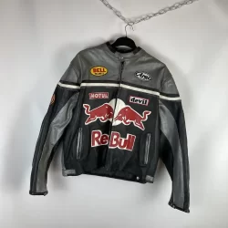 Vintage Red Bull Leather Jacket Streetwear - Iconic 90s Racing Style with Modern Edge