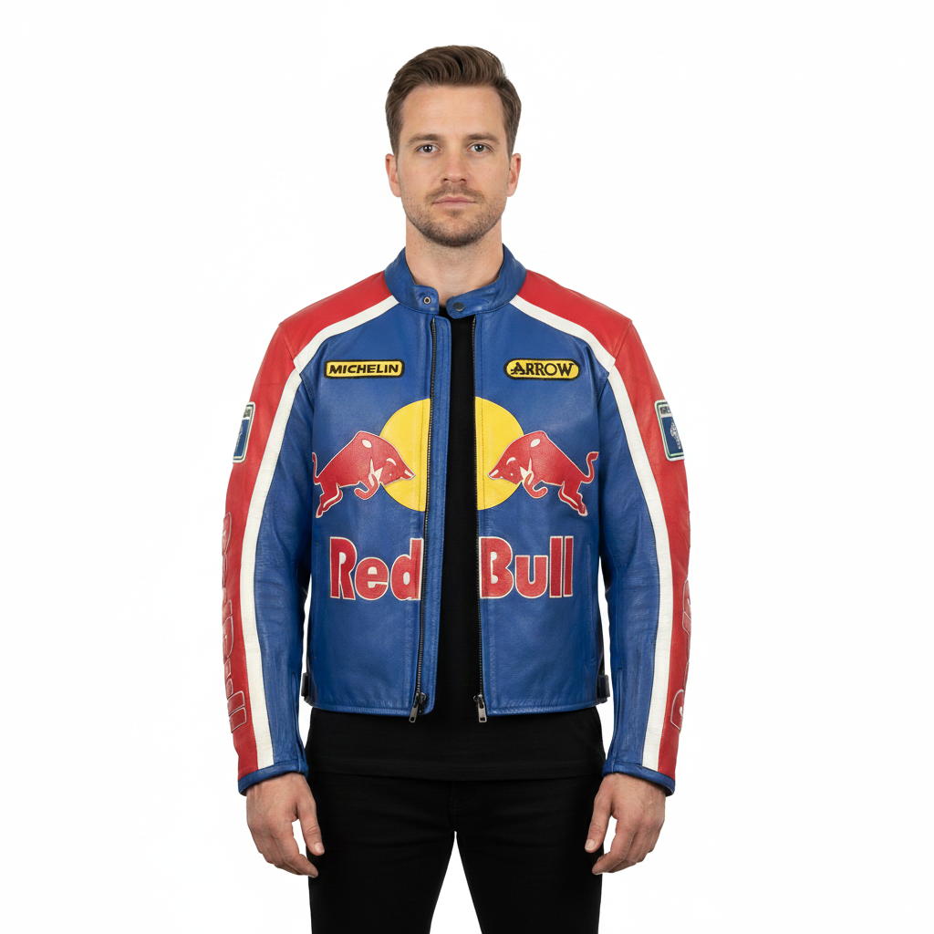red bull leather motorcycle jacket